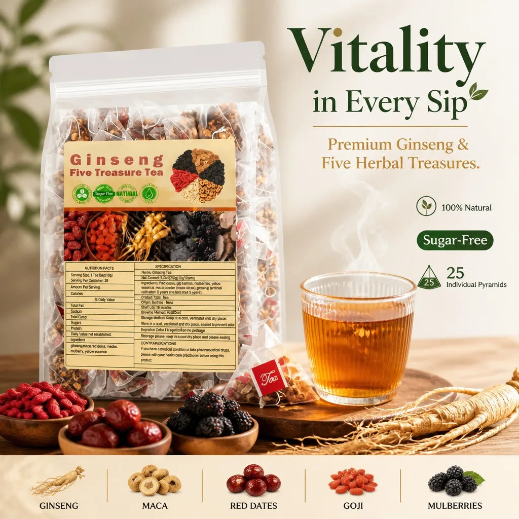 Ginseng Five Treasure Tea – Premium Herbal Tea for Energy & Kidney Health