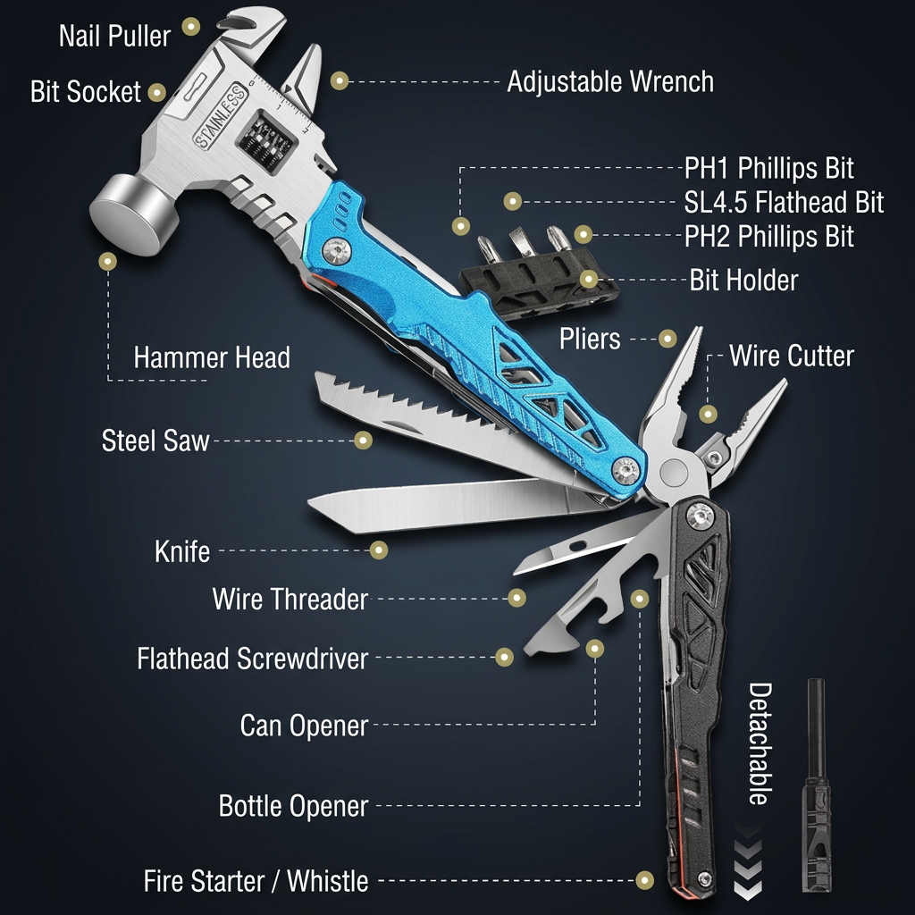 18 in 1 Multitool,Professional Stainless Steel Set For Home & Other Use