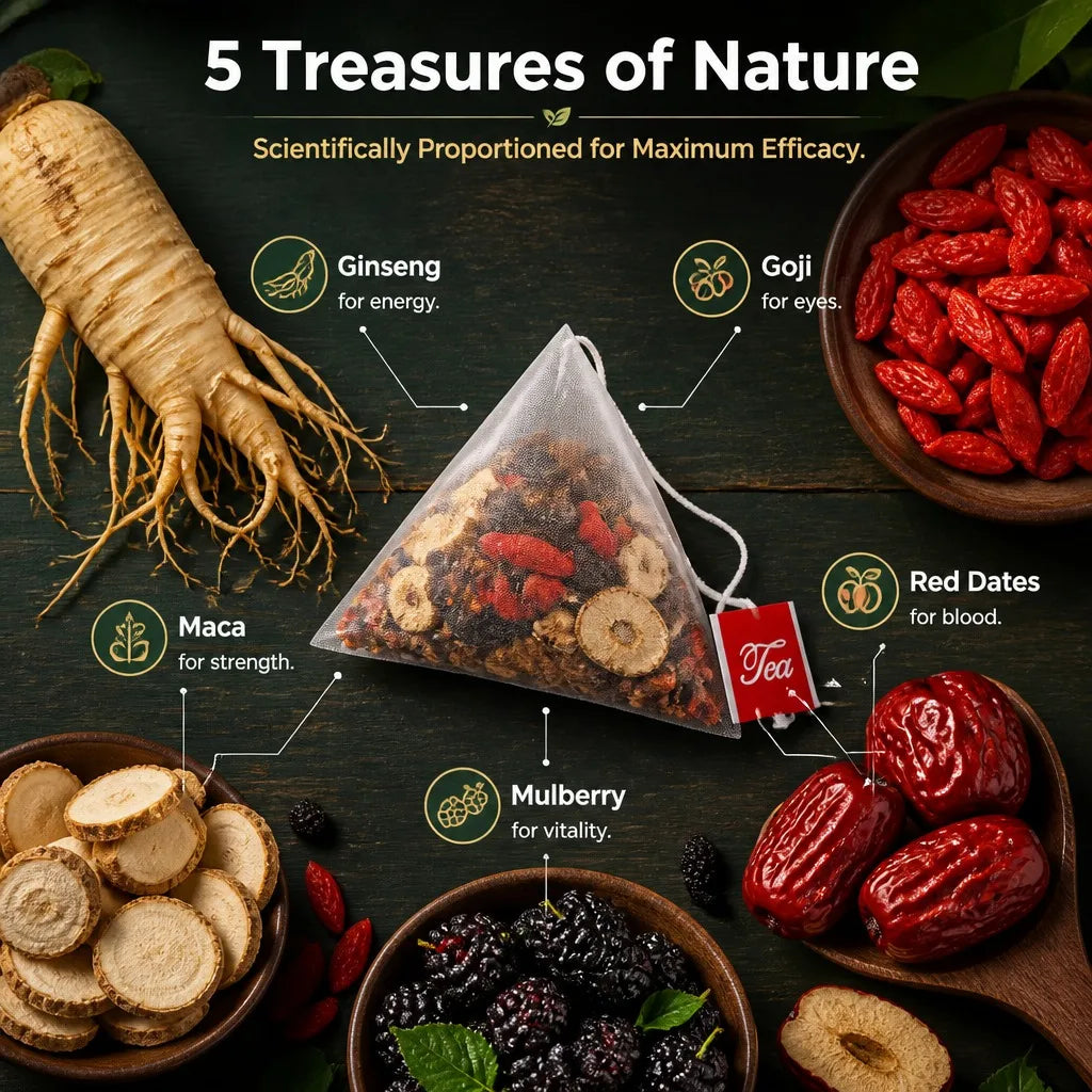Ginseng Five Treasure Tea – Premium Herbal Tea for Energy & Kidney Health