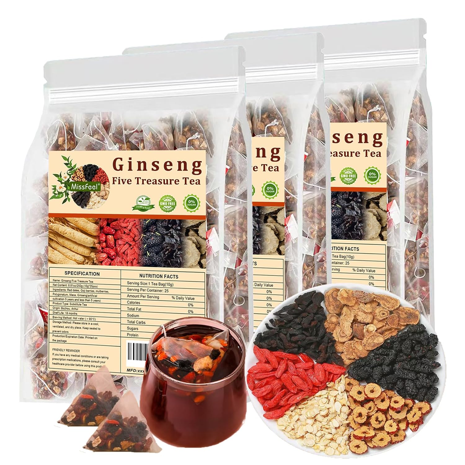 Ginseng Five Treasure Tea – Premium Herbal Tea for Energy & Kidney Health