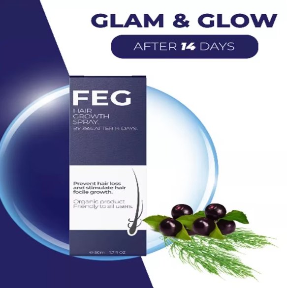 Pack of 2 FEG Hair Growth Spray Plus Derma Roller, Suitable For Both Men and Women